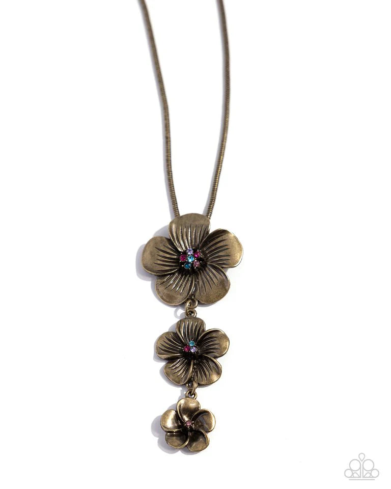 WALLFLOWER WHIMSY BRASS NECKLACE